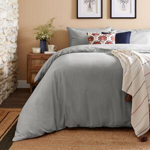 Simply Brushed Cotton Silver Duvet Cover & Pillowcase Set Silver