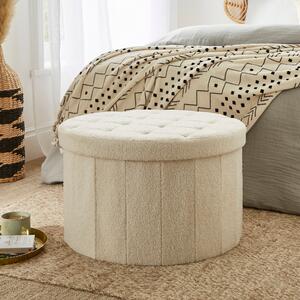 Boucle Large Round Ottoman cream