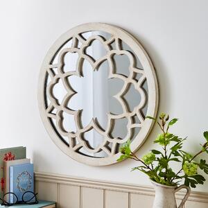 Round Wall Mirror, Sandstone Washed 50cm Sandstone