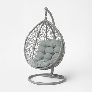 Homescapes 100% Cotton Round Egg Swing Chair Cushion, 80 x 120 cm, Grey, Soft Generous Filling, Machine Washable, OEKO-TEX Certified
