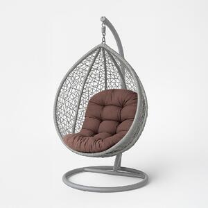 Homescapes 100% Cotton Round Egg Swing Chair Cushion, 80 x 120 cm, Chocolate Brown, Soft Generous Filling, Machine Washable, OEKO-TEX Certified