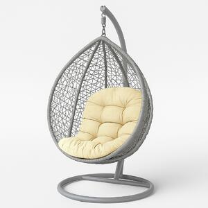 Homescapes 100% Cotton Round Egg Swing Chair Cushion, 80 x 120 cm, Cream, Soft Generous Filling, Machine Washable, OEKO-TEX Certified