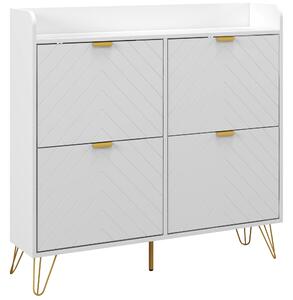 HOMCOM Narrow Shoe Storage Cabinet, Slim Shoe Cupboard with 4 Flip Drawers, Adjustable Shelf, Shoe Rack for 16 Pairs of Shoes Aosom UK