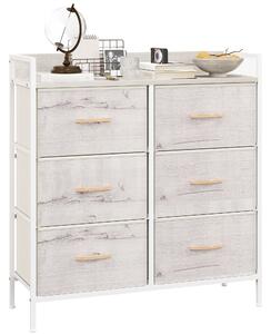 HOMCOM Rustic Chest of Six Fabric Drawers - Natural