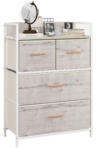 HOMCOM Rustic Chest of Four Fabric Drawers - Black