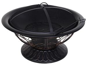Outsunny Steel Lift-Top Screen Firepit Black Aosom UK