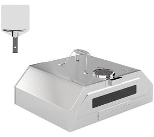 Outsunny 8 in Portable Stainless Steel BBQ Grill Top Pizza Oven with Built-in Thermometer and Viewing Window for Gas and Charcoal BBQ Grills, Includes Carry Handles, Pizza Stone and Peel, Silver Tone