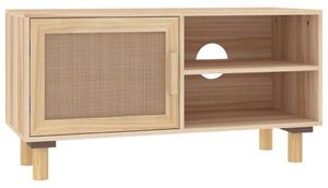 TV Cabinet Brown 80x30x40 cm Solid Wood Pine and Natural Rattan