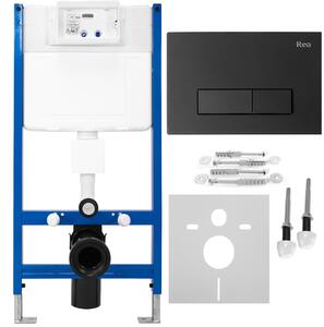Frame set wall hung toilet bowl with button H Black