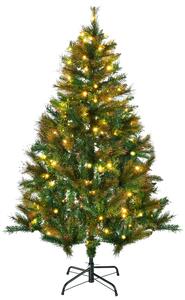 HOMCOM 1.5m Prelit Christmas Tree Artificial Tree, Metal Stand-Green Aosom UK