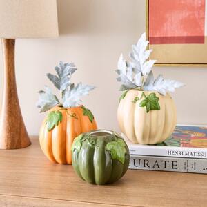 Set of 3 Ceramic Pumpkin Bud Vases