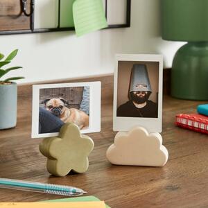Set of 2 Flower and Cloud Shaped Ceramic Photo Holders
