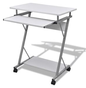 Compact Computer Desk with Pull-out Keyboard Tray White