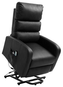 Power Lift Recliner Massage Chair with Heat & Vibration, Heavy Duty Safety Motion Mechanism, Side Pockets, Remote Control, Faux Leather - 73x91x109 cm, Black