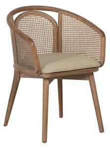 Dining Chair Beige Natural Rubber wood Cotton Polyester 59 x 47 x 81 cm