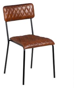 Dining Chair Brown Black Leather Iron 45 x 53 x 86 cm