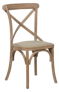 Dining Chair Beige Natural Rubber wood Cotton Polyester 44 x 42 x 88 cm