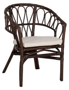 Dining Chair White Brown Rattan 58 x 59 x 78 cm