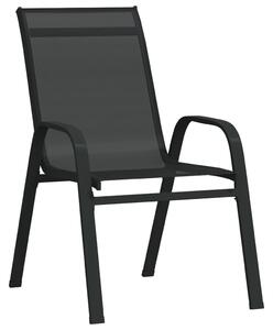 Stackable Garden Chairs 4 pcs Black Textilene Fabric