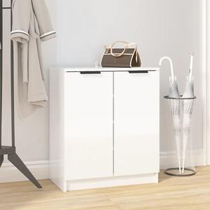 Shoe Cabinet High Gloss White 59x35x70 cm Engineered Wood