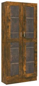 Vitrine Cabinet Smoked Oak 82.5x30.5x185.5 cm Engineered Wood