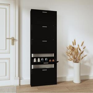 Shoe Cabinet Black 59x17x169 cm Engineered Wood
