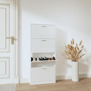 Shoe Cabinet High Gloss White 59x17x150 cm Engineered Wood