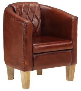 Tub Chair Brown Real Leather