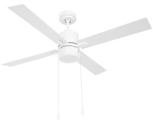 HOMCOM Ceiling Fan with LED Light, Flush Mount Ceiling Fan Lights with Reversible Blades, Pull-chain, White and Natural Tone