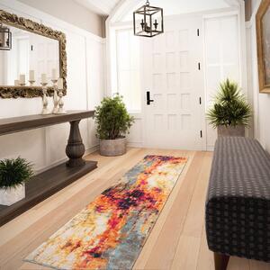Colourful Paint Abstract Runner Rug - Oscar - 60cm x 240cm Runner
