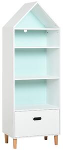 HOMCOM Kids MDF 5-Tier Bookshelf w/ Drawer White/Blue