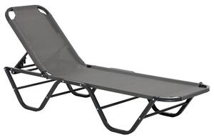 Outsunny Sun Lounger Relaxer Recliner with 5-Position Adjustable Backrest Lightweight Frame for Pool or Sun Bathing Grey