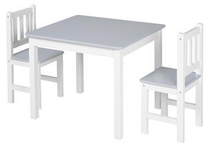 HOMCOM Kids Table and 2 Chairs Set 3 Pieces Toddler Multi-usage Desk for Indoor Arts & Crafts Study Rest Snack Time Easy Assembly Grey