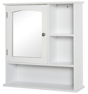 Kleankin Wall Mounted Bathroom Cabinet with Mirror, Adjustable Shelf Storage Organiser for Bathroom, Kitchen, Bedroom, White
