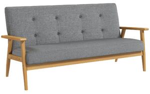 HOMCOM Modern 2-Seat Sofa Linen Fabric Upholstery Tufted Couch with Rubberwood Legs Dark Grey