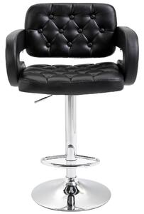 HOMCOM PU Leather Upholstered Swivel Bar Stool, Height Adjustable Barstool with Back, Armrest, Footrest for Kitchen