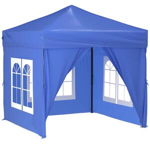 Folding Party Tent with Sidewalls Blue 2x2 m