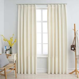 Blackout Curtains 2 pcs with Hooks Velvet Cream 140x175 cm