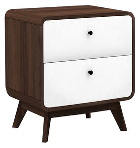 Clive Wooden Bedside Cabinet With 2 Drawers In Walnut And White