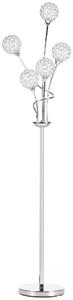HOMCOM Modern Crystal Floor Lamp with 5 Lights, Upright Standing Lamp for Living Room, Bedroom, 34x25x156cm, Silver