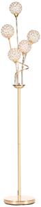 HOMCOM Crystal Floor Lamps for Living Room Bedroom with 5 Light, Modern Upright Standing Lamp, 34x25x156cm, Gold Tone