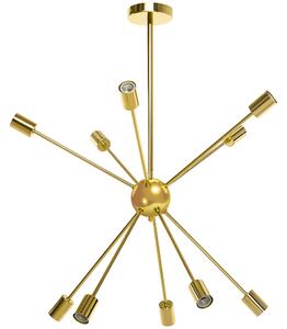HOMCOM Modern Sputnik Ceiling Lights, 10-Light Chandelier for Bedroom Living Room with E27 Base, 65x65x78.5cm, Gold Tone