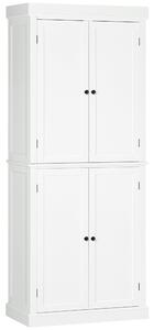 HOMCOM Freestanding Kitchen Cupboard with 4 Doors, Storage Cabinet with 6-Tier Shelving and 4 Adjustable Shelves, White