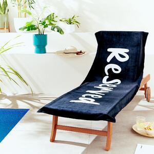 Catherine Lansfield Reserved Cotton Beach Sun Lounger Towel Black/White