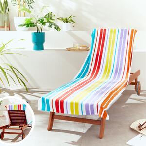 Rainbow Stripe Cotton Sun Lounger Towel Red/Yellow/Purple