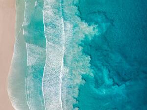 Photography Drone image showing sediment swirling behind, Abstract Aerial Art