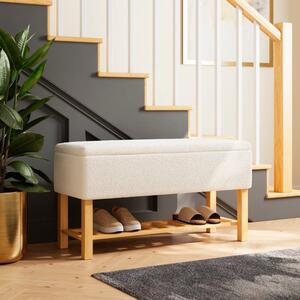 Boucle Upholstered Hallway Bench