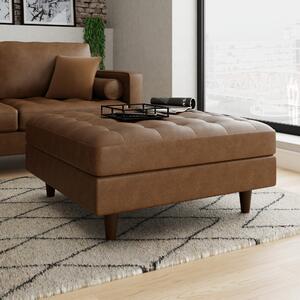 Zoe Faux Leather Square Footstool with Storage Faux Leather Mocha