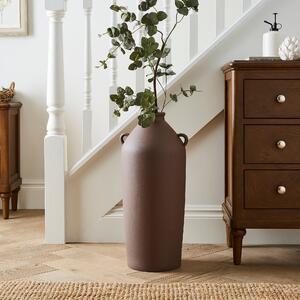 Tall Stone Bottle Vase with Handles Bitter Chocolate (Brown)