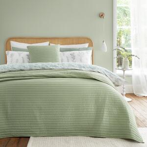 Bianca Quilted Lines Sage Green Bedspread 220cm x 230cm Green